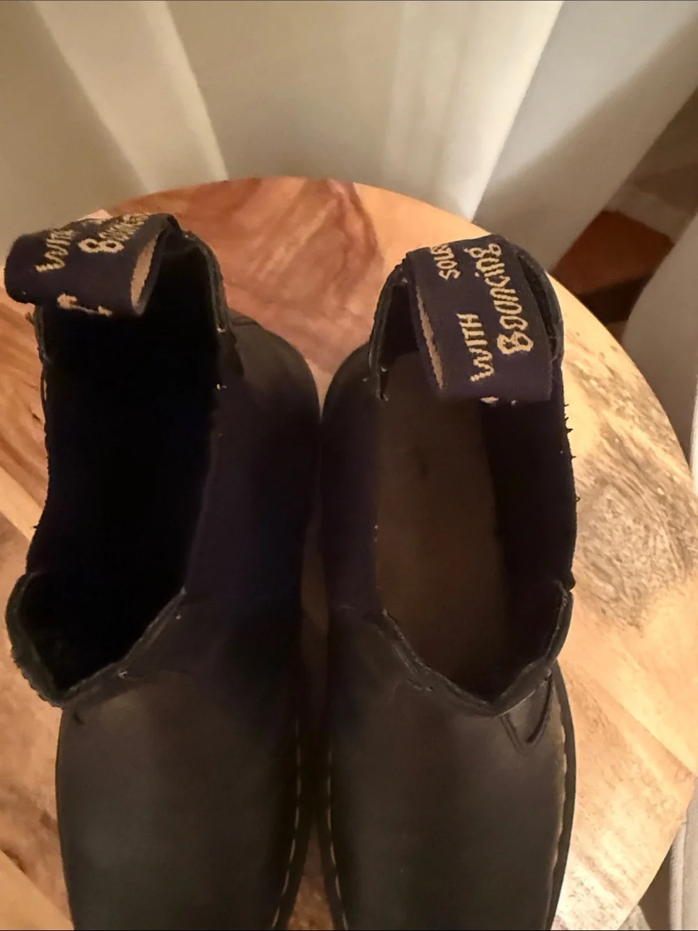 Black Chelsea Boots with Yellow Stitching